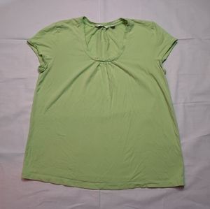 Liz Claiborne New York Shirt Women's Large Green Top Scoop Neck Short Sleeve Tee